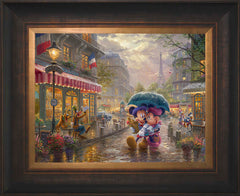 Disney Mickey and Minnie in Paris Wall Art by Thomas Kinkade Studios Standard Number Canvas 12" x 16" Estate Bronze