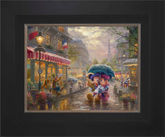 Disney Mickey and Minnie in Paris Wall Art by Thomas Kinkade Studios Standard Number Canvas 12" x 16" Modern Black