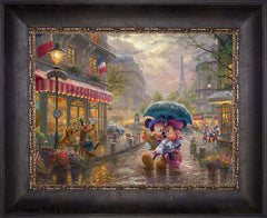 Disney Mickey and Minnie in Paris Wall Art by Thomas Kinkade Studios Standard Number Canvas 12" x 16" Cabernet