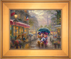Disney Mickey and Minnie in Paris Wall Art by Thomas Kinkade Studios Standard Number Canvas 12" x 16" Gallery Gold
