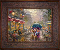 Disney Mickey and Minnie in Paris Wall Art by Thomas Kinkade Studios Standard Number Canvas 12" x 16" Gallery Bronze