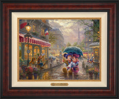 Disney Mickey and Minnie in Paris Wall Art by Thomas Kinkade Studios Estate Edition Canvas 18" x 24" Gallery Burl