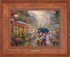 Disney Mickey and Minnie in Paris Wall Art by Thomas Kinkade Studios Estate Edition Canvas 18" x 24" Rustic Andalucian