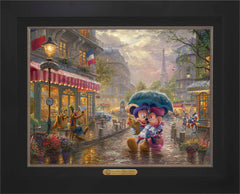 Disney Mickey and Minnie in Paris Wall Art by Thomas Kinkade Studios Estate Edition Canvas 18" x 24" Modern Black