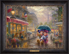 Disney Mickey and Minnie in Paris Wall Art by Thomas Kinkade Studios Estate Edition Canvas 18" x 24" Cabernet
