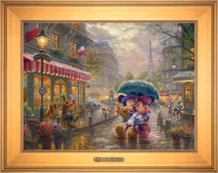 Disney Mickey and Minnie in Paris Wall Art by Thomas Kinkade Studios Estate Edition Canvas 18" x 24" Gallery Gold