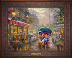 Disney Mickey and Minnie in Paris Wall Art by Thomas Kinkade Studios Estate Edition Canvas 18" x 24" Gallery Bronze
