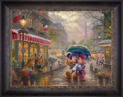 Disney Mickey and Minnie in Paris Wall Art by Thomas Kinkade Studios Standard Number Canvas 18" x 24" Cabernet