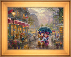 Disney Mickey and Minnie in Paris Wall Art by Thomas Kinkade Studios Standard Number Canvas 18" x 24" Gallery Gold
