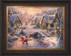 Disney Mickey and Minnie - Sweetheart Holiday Wall Art by Thomas Kinkade Studios Jewel Edition Canvas 18" x 24" Estate Bronze