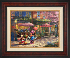 Disney Mickey and Minnie - Sweetheart Café Wall Art by Thomas Kinkade Studios Jewel Edition Canvas 18" x 24" Gallery Burl