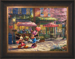 Disney Mickey and Minnie - Sweetheart Café Wall Art by Thomas Kinkade Studios Jewel Edition Canvas 18" x 24" Estate Bronze