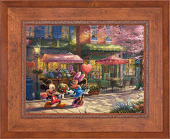 Disney Mickey and Minnie - Sweetheart Café Wall Art by Thomas Kinkade Studios Jewel Edition Canvas 18" x 24" Rustic Andalucian