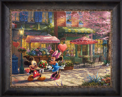 Disney Mickey and Minnie - Sweetheart Café Wall Art by Thomas Kinkade Studios Jewel Edition Canvas 18" x 24" Cabernet