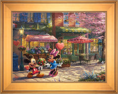 Disney Mickey and Minnie - Sweetheart Café Wall Art by Thomas Kinkade Studios Jewel Edition Canvas 18" x 24" Gallery Gold