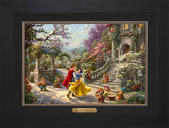Disney Snow White Dancing in the Sunlight Wall Art by Thomas Kinkade Studios Estate Edition Canvas 12" x 18" Modern Black