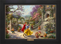 Disney Snow White Dancing in the Sunlight Wall Art by Thomas Kinkade Studios Estate Edition Canvas 24" x 36" Modern Black