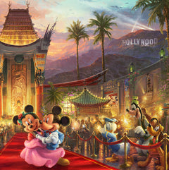 Disney Mickey and Minnie in Hollywood Wall Art by Thomas Kinkade Studios Canvas Gallery Wrap 14" x 14" Unframed