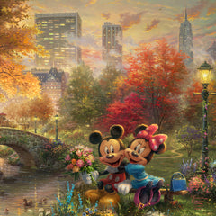 Disney Mickey and Minnie - Sweetheart Central Park Wall Art by Thomas Kinkade Studios Canvas Gallery Wrap 14" x 14" Unframed