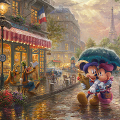 Disney Mickey and Minnie in Paris Wall Art by Thomas Kinkade Studios Canvas Gallery Wrap 14" x 14" Unframed