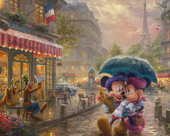 Disney Mickey and Minnie in Paris Wall Art by Thomas Kinkade Studios Canvas Gallery Wrap 8" x 10" Unframed
