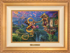 Disney Tangled Up In Love Wall Art by Thomas Kinkade Studios Estate Edition Canvas 12" x 18" Antique Gold