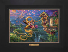 Disney Tangled Up In Love Wall Art by Thomas Kinkade Studios Estate Edition Canvas 12" x 18" Modern Black