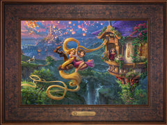 Disney Tangled Up In Love Wall Art by Thomas Kinkade Studios Estate Edition Canvas 12" x 18" Gallery Bronze