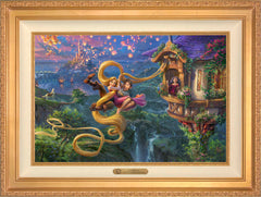 Disney Tangled Up In Love Wall Art by Thomas Kinkade Studios Estate Edition Canvas 18" x 27" Antique Gold