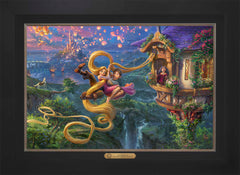 Disney Tangled Up In Love Wall Art by Thomas Kinkade Studios Estate Edition Canvas 18" x 27" Modern Black