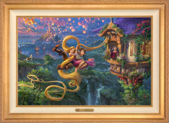 Disney Tangled Up In Love Wall Art by Thomas Kinkade Studios Estate Edition Canvas 24" x 36" Antique Gold