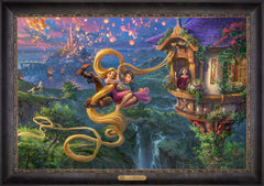 Disney Tangled Up In Love Wall Art by Thomas Kinkade Studios Estate Edition Canvas 24" x 36" Cabernet