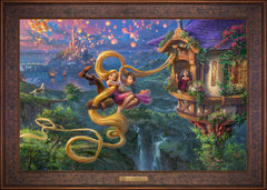 Disney Tangled Up In Love Wall Art by Thomas Kinkade Studios Estate Edition Canvas 24" x 36" Gallery Bronze