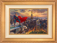Superman™ - Protector of Metropolis Wall Art by Thomas Kinkade Studios Standard Number Canvas 12" x 18" Antique Gold