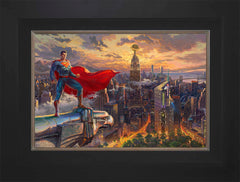 Superman™ - Protector of Metropolis Wall Art by Thomas Kinkade Studios Standard Number Canvas 12" x 18" Modern Black
