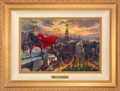 Superman™ - Protector of Metropolis Wall Art by Thomas Kinkade Studios Estate Edition Canvas 12" x 18" Antique Gold