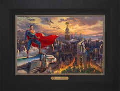 Superman™ - Protector of Metropolis Wall Art by Thomas Kinkade Studios Estate Edition Canvas 12" x 18" Modern Black