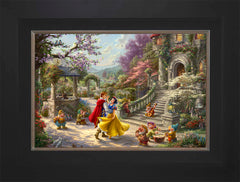 Disney Snow White Dancing in the Sunlight Wall Art by Thomas Kinkade Studios Jewel Edition Canvas 12" x 18" Modern Black