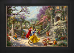 Disney Snow White Dancing in the Sunlight Wall Art by Thomas Kinkade Studios Jewel Edition Canvas 24" x 36" Modern Black