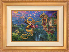 Disney Tangled Up In Love Wall Art by Thomas Kinkade Studios Jewel Edition Canvas 12" x 18" Antique Gold