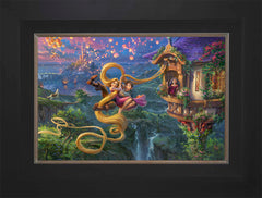 Disney Tangled Up In Love Wall Art by Thomas Kinkade Studios Jewel Edition Canvas 12" x 18" Modern Black