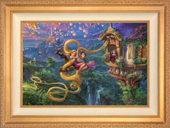 Disney Tangled Up In Love Wall Art by Thomas Kinkade Studios Jewel Edition Canvas 18" x 27" Antique Gold
