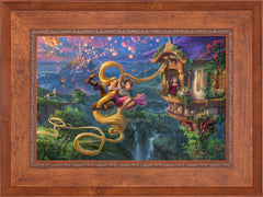 Disney Tangled Up In Love Wall Art by Thomas Kinkade Studios Jewel Edition Canvas 18" x 27" Rustic Andalucian