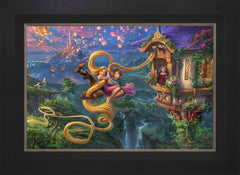 Disney Tangled Up In Love Wall Art by Thomas Kinkade Studios Jewel Edition Canvas 18" x 27" Modern Black