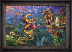Disney Tangled Up In Love Wall Art by Thomas Kinkade Studios Jewel Edition Canvas 18" x 27" Cabernet