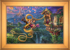 Disney Tangled Up In Love Wall Art by Thomas Kinkade Studios Jewel Edition Canvas 18" x 27" Gallery Gold
