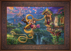 Disney Tangled Up In Love Wall Art by Thomas Kinkade Studios Jewel Edition Canvas 18" x 27" Gallery Bronze