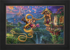 Disney Tangled Up In Love Wall Art by Thomas Kinkade Studios Jewel Edition Canvas 24" x 36" Modern Black