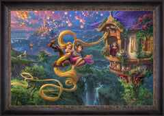Disney Tangled Up In Love Wall Art by Thomas Kinkade Studios Jewel Edition Canvas 24" x 36" Cabernet