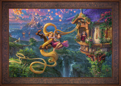 Disney Tangled Up In Love Wall Art by Thomas Kinkade Studios Jewel Edition Canvas 24" x 36" Gallery Bronze